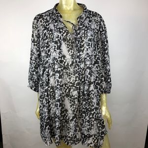 Daniel Rainn Plus Size 1X Sheer Blouse 3/4 Sleeves